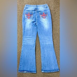 Romwe Flare High Waisted Jeans with jeweled embellished back pockets size 1XL